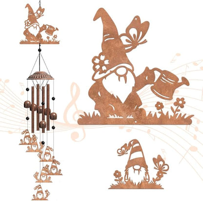 OLYCRAFT Gnome Wind Chimes Outdoors Wind Chime Sympathy Memorial Windchime Iron Windchime Memorial Presents Hanging Windbell for Patio Backyard Home Garden Pendant Decoration - 30.7 Inch