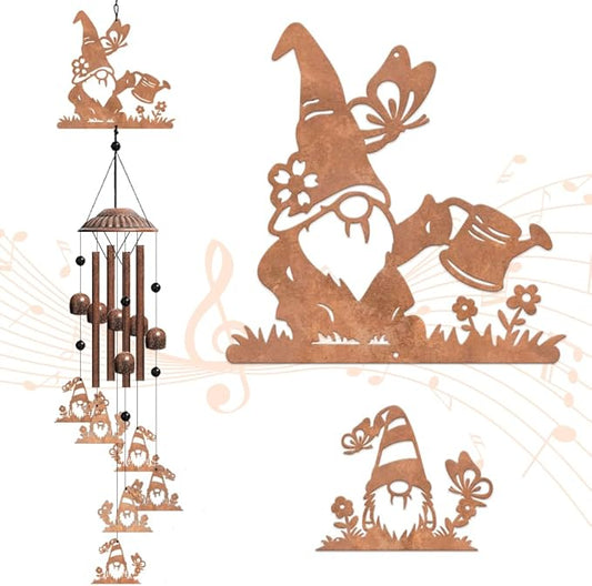 OLYCRAFT Gnome Wind Chimes Outdoors Wind Chime Sympathy Memorial Windchime Iron Windchime Memorial Presents Hanging Windbell for Patio Backyard Home Garden Pendant Decoration - 30.7 Inch