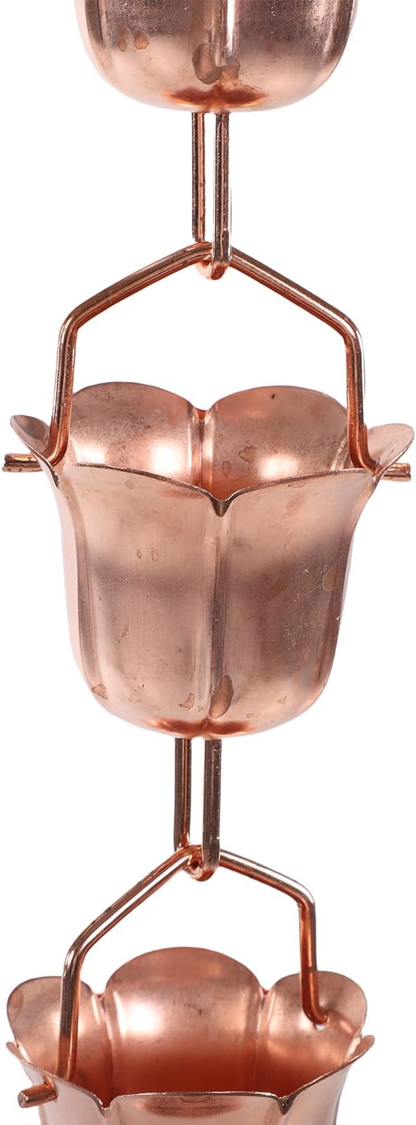 Morning Glory Rain Chain for Gutter with 9 Flower Shaped Cups, Adjustable Metal Decorative Copper Rain Catcher Chain Replacement for Outdoor Garden Eaves Drainage
