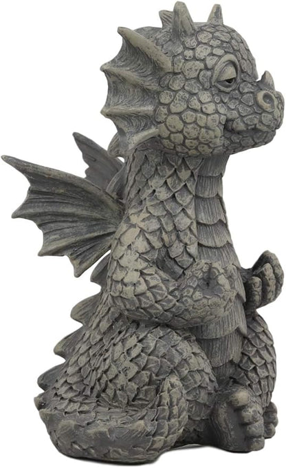Ebros Whimsical Meditating Dragon Fists Inner Qi Strength Power Statue 5" Tall Faux Stone Resin Finish Fantasy Animated Dungeons and Dragons Welcome Guest Greeter Decor Figurine