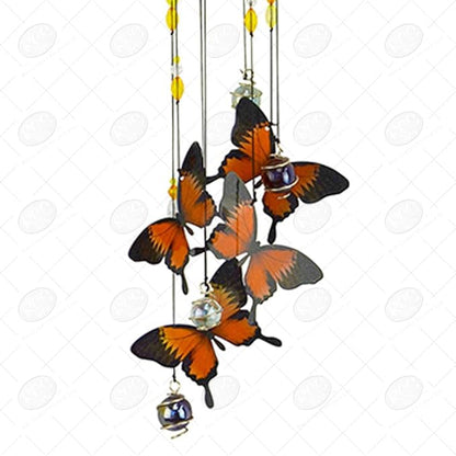 Red Carpet Studios Windchimes Butterfly Spiral Mobile Wind Chime, 30" Long, Monarch Orange