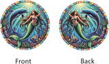 Mermaid and Dolphin Stained Window Hangings – Acrylic Ocean Ornament for Garden, Patio and Indoor Decor, Housewarming Gift for Mom, Grandma and Marine Life Lovers