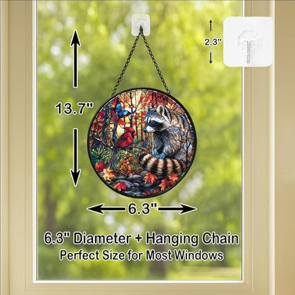 Stained Glass Window Hanging - Adventure Shark with Sailing Ships and Compass Sun Catchers Indoor Stained Glass Panels Wall Decor for Mom Wife Lovers Festive
