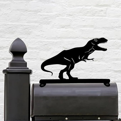 Metal Dinosaur Iron Art Silhouette Mailbox Top Decoration Yard Art Garden Decorations Patio Outdoor Decor Iron Crafts