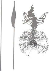 Flower Fairy Dancing with Dandelion, Fairy Garden Sculptures, Angel Metal Ornaments Gardens Art Sculpture, Stainless Steel Statue Garden Ornaments Art Decorations for Outdoor Yard Lawn Patio (A_flat)