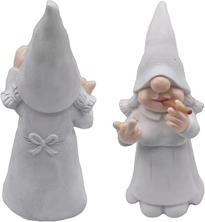 MINICAR Middle Finger Gnome Statue Lady, Funny Outdoor Garden Yard Lawn Sculpture Decoration Home Decor Naughty Gifts, 6.3 Inch Tall