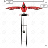 Red Carpet Studios Garden Stake Yard Art Metal and Glass Balance Rocker with Heavy Duty Stake, 4.5 Feet Tall, Cardinal