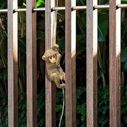 5.9 Inch Outdoor Monkey Statues – Lifelike Hanging Resin Monkey Figurine for Garden, Patio & Balcony Decor | Weather-Resistant Animal Ornament