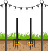 LETIANPAI 10Ft String Light Poles 2 Pack,Light Poles for Outside Lights,Outdoor with Fence Brackets Hanging Lights,Metal Stand Deck Patio Backyard