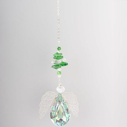 Crystal Angel Suncatcher,Hanging Crystal in The Shape of Longan with Large Wings,Angel Suncatcher for Home/Car Decoration