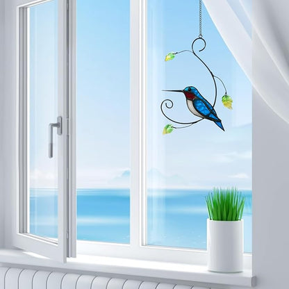 1PC Colorful Hummingbird Glass Window Decor Hanging Ornament, Home Wall Garden Decor, Hummingbird Light Catcher, Bird Lover Favorite Gardening Ornament