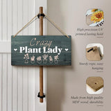 Heuhuww Plant Lover Gifts,Crazy Plant Lady Wood Sign 6x12 Inch Funny Garden Gift,Garden Door Decor,Plant Lady Hanging Gardening Signs for Plant Mom Plant Lovers