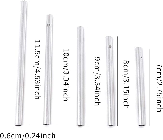 HONBAY 30PCS Silver Wind Chime Tubes Empty Aluminum Tubes Wind Chime kit Parts Supplies for Home Garden Outdoor Hanging Decorations (70/80/90/100/115mm)