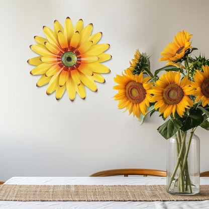 hogardeck Sunflower Decor 11" Metal Flower Wall Decor for Indoor Outdoor, Sunflower Kitchen Decor Floral Metal Wall Art, Sunflower Wall Decor for Bathroom, Living Room, Porch, Garden, Yard, Backyard