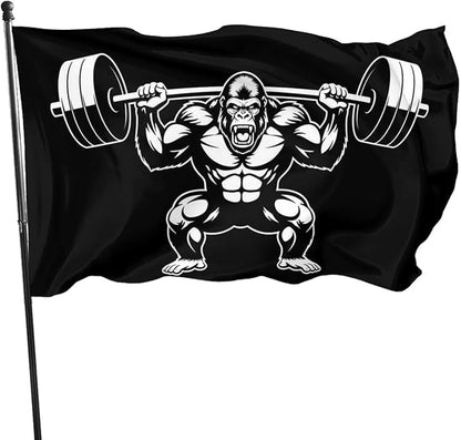 Gorilla Flag Outdoor Heavy Duty Gym Banner Double Sided 3x5 Ft Fitness Workout Flags with Brass Grommets for Room Decor, Bedroom, Garden, House Decoration