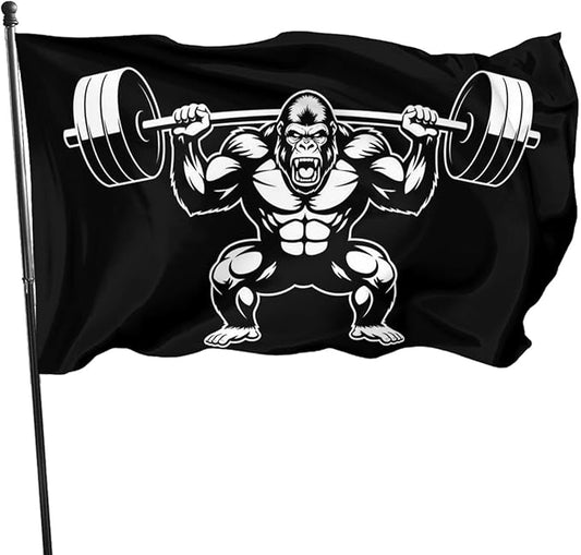 Gorilla Flag Outdoor Heavy Duty Gym Banner Double Sided 3x5 Ft Fitness Workout Flags with Brass Grommets for Room Decor, Bedroom, Garden, House Decoration