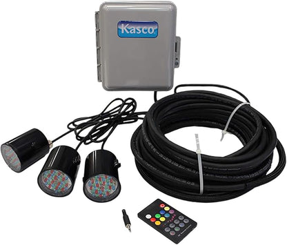 Kasco 1HP J Series Decorative RGB Fountain - 120V with 150 Ft Electric Power Cord | RGB LED Lighting | Efficient Pond Aerator Outdoor Fountain