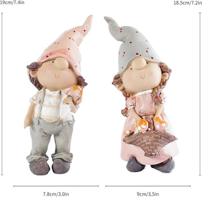 Fairy Garden Kit Set of 2 Whimsical Boy and Girl Mushroom Fairy Figurines Resin Miniature Fairies Garden Decor Accessories Outdoor Patio Yard and Summer Decorations for Home