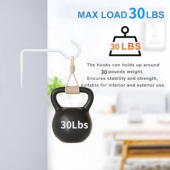 6 Inch Metal Wall Plant Hanger for Hanging Plants, Bird Feeders, Wind Chimes, Flower Baskets – Plant Hanger Indoor Indoor/Outdoor Use, 2 Pack White