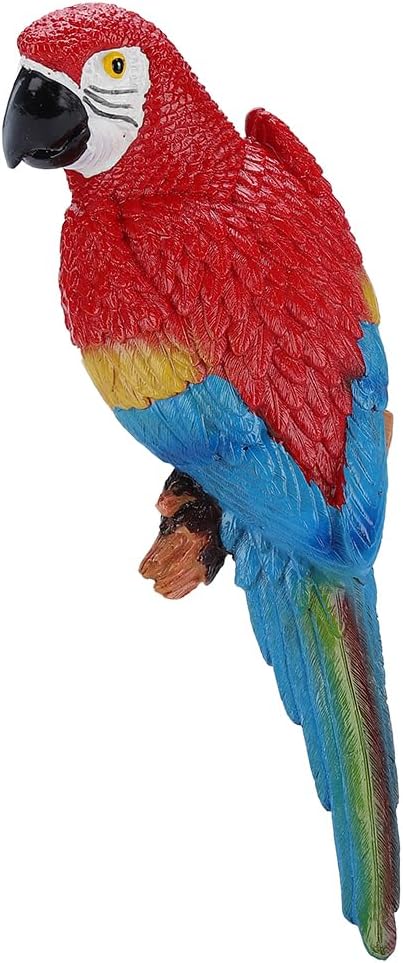 Parrot Decor Decorations for Outside Patio, Large Realistic Parrot Statues for Pool Deck Garden Yard Lawn, Lifelike Bird Sculpture Tropical Animal Figurines for Tree Wall Decor(Red)