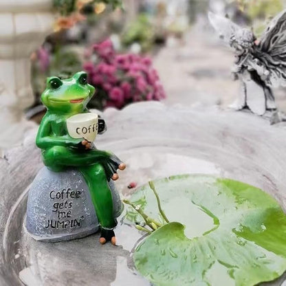 Adorable Animal Garden Statue with Umbrella - Charming Outdoor Decor for Yard, Patio, or Garden (Yellow Cup)