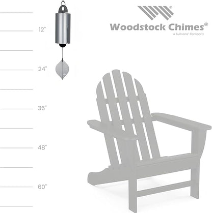 Woodstock Chimes Heroic Windbell Wind Chime for Outside 24" Medium Silver,Deep Tone Sound, Outdoor Decor for Patio, Porch, Garden HWMY