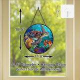 Stained Glass Window Hanging - Loving Cats with Heart Vines 11.8in Sun Catchers Indoor Stained Glass Panels Wall Decor for Mom,Wife,Lovers,Festive
