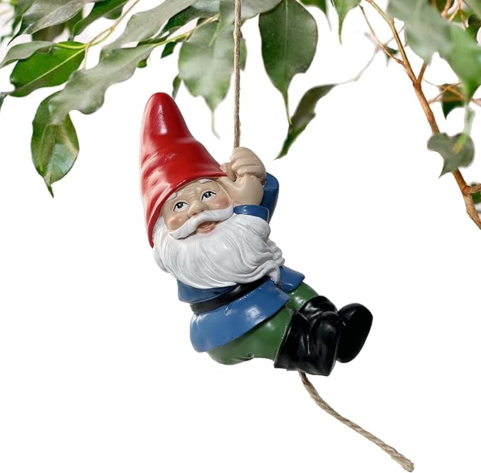 TIANCENTRAL H Hanging Garden Gnome Statue Decoration Gnomes Garden Statue Figurine Ornament Outdoor Statue Decor for Outside Patio Yard Lawn