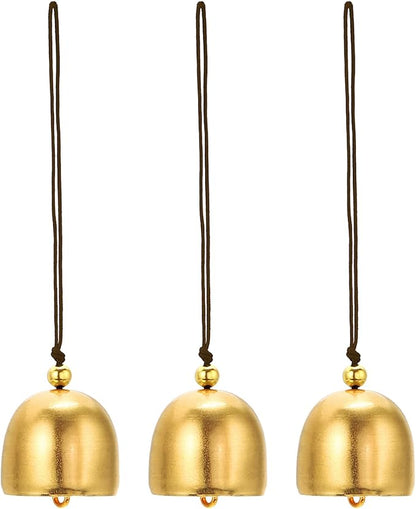 PATIKIL 3 Pcs Wind Chime, Hanging Bells Temple Bells Retro Outdoor Hanging Metal Chinese Wind Chime Round for Outside Garden Camping, Gold Brown