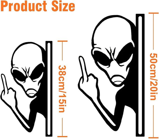Peek-a-Boo Alien Yard Sign, Funny Peeking Metal Wall Art for Home Fence Garden Fence Patio Yard Farmhouse Outdoor Decor for Sci-Fi Fans & Pranksters, Unique Gift Idea (Middle Finger Alien,L)