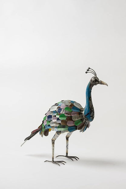 De Kulture Handcrafted Recycled Iron Vintage Peacock Figurine Decorative Collectible Figurine showpiece Beautify Home Office Holiday décor| Ideal for Garden Decoration, 41x13x36 (LWH) inches