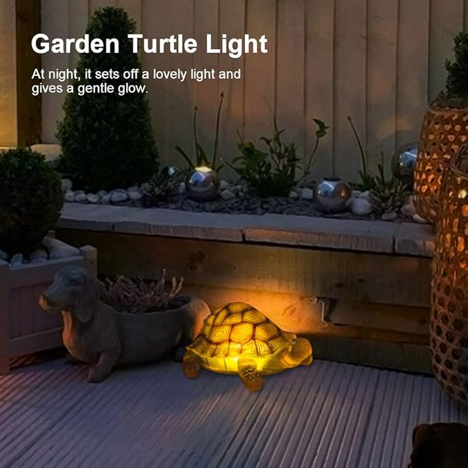 TIJNN Solar Turtle Lights Deck Decorative Lighting Statue Lawn Patio Backyard Outdoor Garden Decoration Housewarming Gift