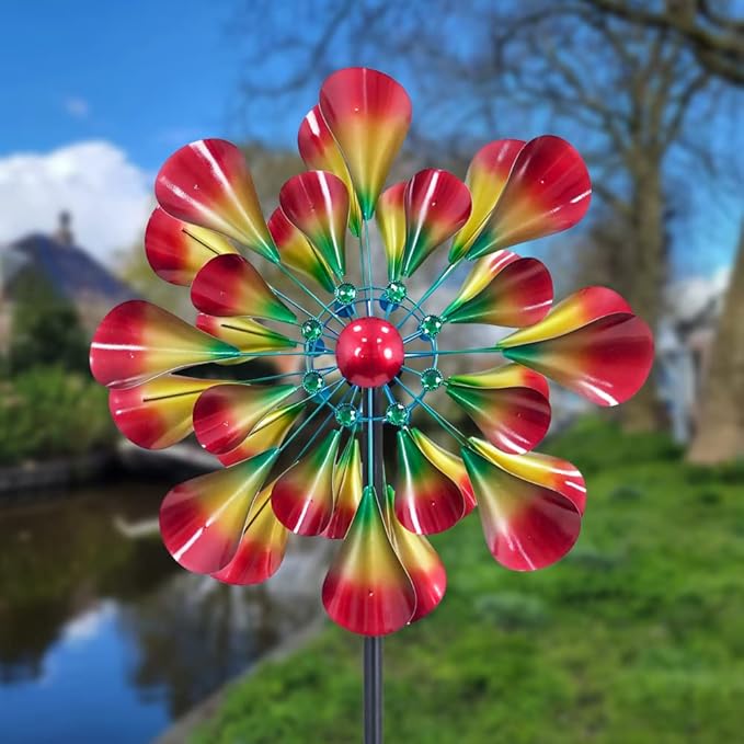 360° Outdoor Wind Spinner 75" Height Large Two-Way Wind Sculpture with Metal Shake for Patio, Lawn, Garden & Yard Decor