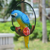 Lifelike Parrot Garden Statues,Resin Parrot Hanging Garden Decor Swing Figurine Ornaments,Parrot Statues for Outside Realistic Bird Sculptures Garden Patio Yard Lawn Figurines for Tree Wall (s4)