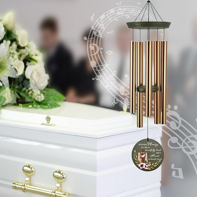 Personalized Sympathy Wind Chimes, 30-inch Cross Wind Chime Customized Memory Words for Loss of a Loved Person, Sympathy Bereavement Gifts, Decorative Wind Chimes Outdoor, Product in USA