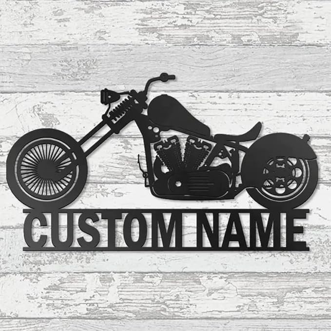 Custom Motorcycle Metal Sign Personalized Metal Art, Customized Family Name Wall Decor, Rustic Home Decor, Monogram Wall Sculpture, Porch Decorations Outdoor/Gift-889