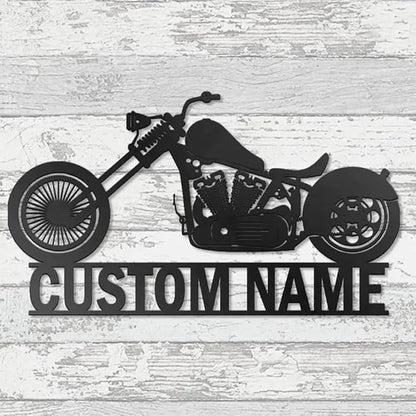 Custom Motorcycle Metal Sign Personalized Metal Art, Customized Family Name Wall Decor, Rustic Home Decor, Monogram Wall Sculpture, Porch Decorations Outdoor/Gift-889