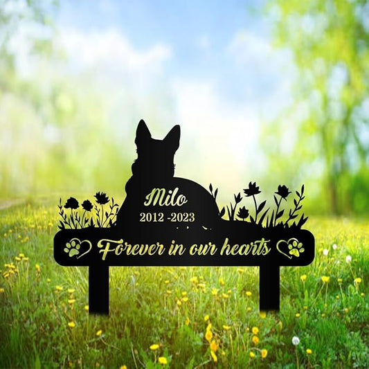 Custom German Shepherd Garden Stake,Metal Yard Art,German Shepherd Memorial Gift,German Shepherd Lawn Art,Pet Loss Gift,Pet Grave Marker,German Shepherd Memorial,Gift for Dog Lovers.