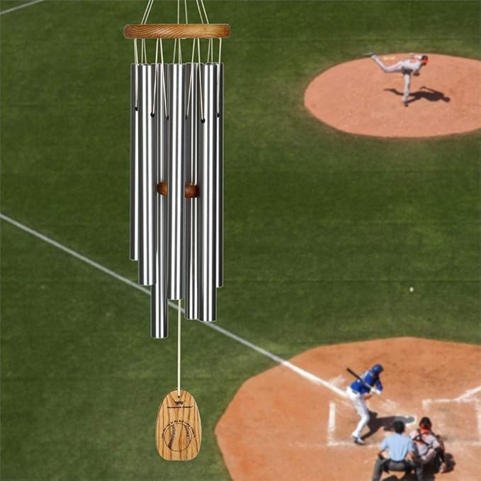 Woodstock Wind Chimes, Outdoor Decor, Garden and Patio Front Porch Decor, (28") Baseball Wind Chime, Gift for Baseball Fans, Take Me Out to The Ball Game Windchime Gifts (TMOC)