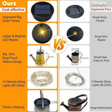 Solar Watering Can Lights, 2 Pack Retro Large Hanging Solar Lights Outdoor Decorative Waterproof Garden Decor for Outside Patio Yard Porch Lawn, Gardening Gifts for Mom Women Grandma Birthday