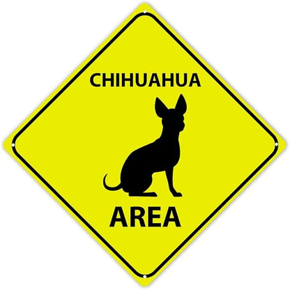 Chihuahua Crossing Sign Caution ChihuahuaDog Xing Sign Street Sign Wildlife Novelty Road Fence Wall Decor Warning Metal Tin Sign For Indoor Outdoor 10x10in