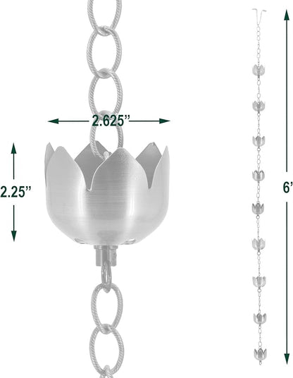 Arcadia Garden Products RC04 Rain Chain, Bronze Metal with Brushed Copper-Lotus Blossom