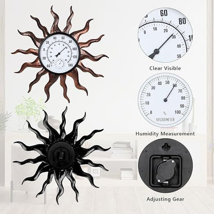 VEWOGARDEN Sun Outdoor Thermometer Waterproof Large Metal Indoor Outdoor Thermometer for Patio, Garden & Home Decor