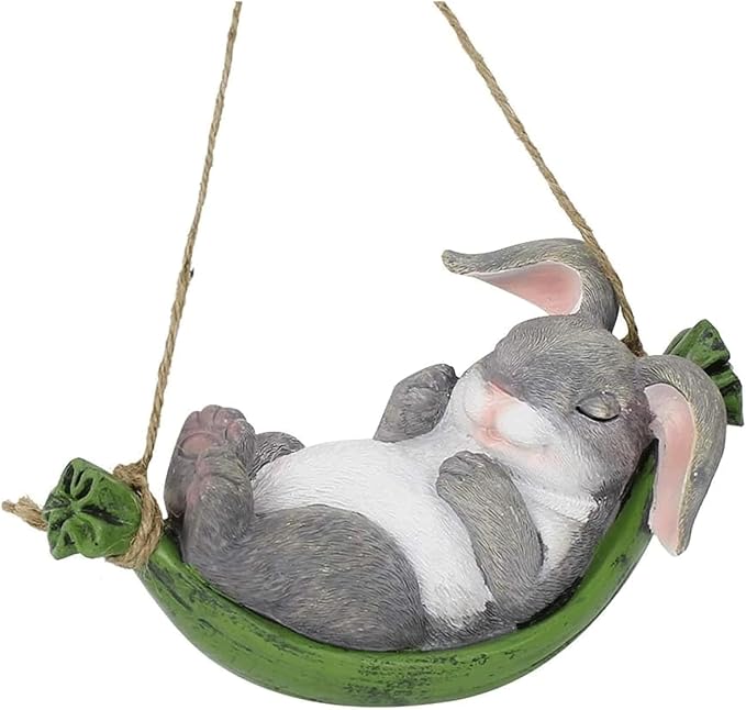 Collectible Figurines Modern Statues Resin Figurine Gray Rabbit Garden Animal Statue Sculpture for Outdoor Yard Tree Art Decor Creative Sculptures A Meaningful Gift