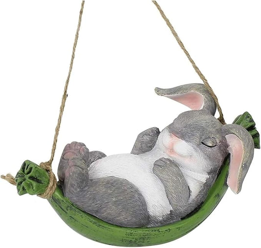 Collectible Figurines Modern Statues Resin Figurine Gray Rabbit Garden Animal Statue Sculpture for Outdoor Yard Tree Art Decor Creative Sculptures A Meaningful Gift
