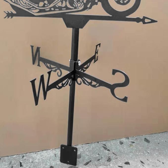Black Weather Vane Animal Statue Wind Direction Indicator Garden Measuring Tool Crafts Ornament, Motorcycle