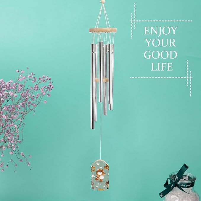Large Aluminium Wind Chimes 20.5" Inches Cartoon Animal Patterns Wind Chimes for Outside Memorial Wind Chimes Sympathy Wind Chime for Outdoor Garden Patio Decoration