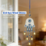 Evil Eye Metal Wind Chimes with Bell, Handing Wind Chime for Home Decoration Accessories, Blue Lucky Evil Eye Wall Decor Pendant for Indoor