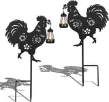 2Pack Solar Outdoor Garden Lights Stakes Solar Metal Flower Rooster Lawn Deco Statue Ideal for Chicken Lovers for Yard Art, Outside, Patio, Outdoor Decor, Garden Decorations, Lawn Ornaments