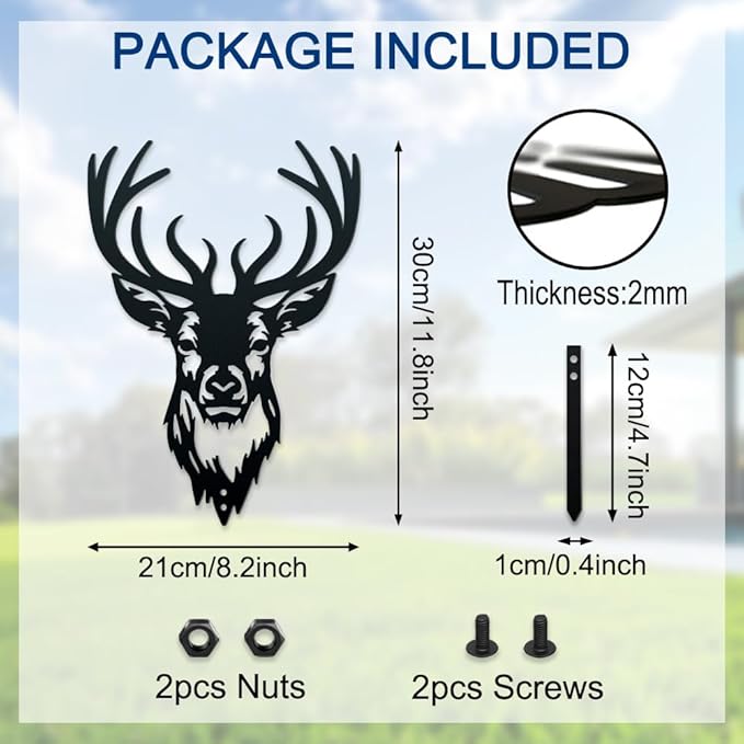 WADORN Deer Metal Decorative Garden Stakes, Elk Deer Garden Outdoor Statues Silhouette Wild Animal Stakes Outdoor Deer Stakes Metal Animal Garden Statues for Lawn Ornaments Yard Patio Garden Decor
